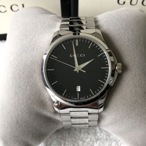 Gucci 126.4 Stainless Steel Silver Black Watch.